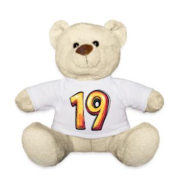 19 Zahl Bunt - Teddy - Weiß - Vorne