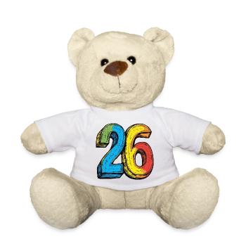 26 Zahl Bunt - Teddy - Weiß - Vorne