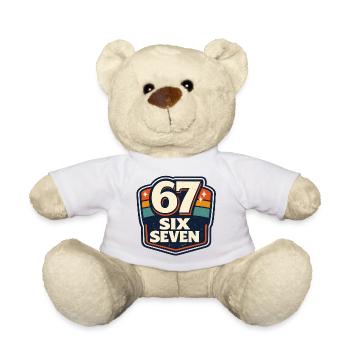 67 Six Seven Meme Funny Gift - Teddy Bear - white - Front