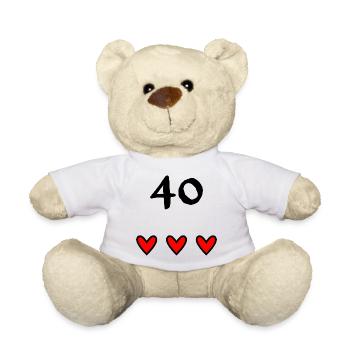 40. 40 ANS. 40e ANNIVERSAIRE. ANNIVERSAIRE 40 ANS. - Nounours - blanc - Devant