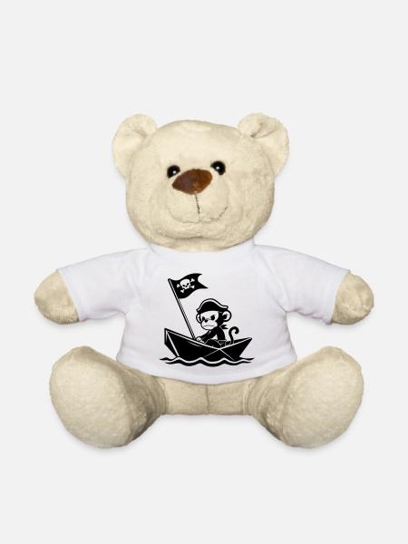 Singe pirate en colère dans le bateau - Nounours - blanc