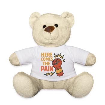 Faust mit Here Comes The Pain Schriftzug - Teddy - Weiß - Vorne