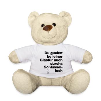PORTE VITRÉE QUI DÉPASSE AUSSI PAR LE TROU DE LA SERRURE, IDIOT - Nounours - blanc - Devant