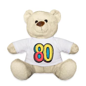 80 Number Colorful - Teddy Bear - white - Front