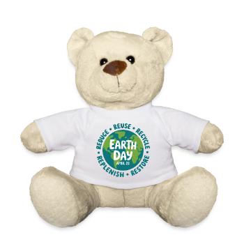 Earth Day Emblem: Reduce Reuse Recycle - Teddy Bear - white - Front