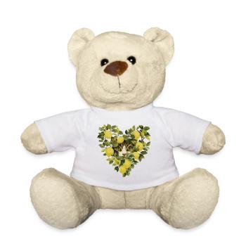 Cat hides in a lemon heart - Teddy Bear - white - Front