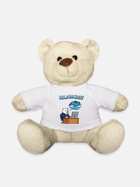 Urlaubsreif Eisbär am Schreibtisch - Teddy - Weiß