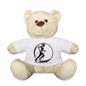 Nordic Walking Woman Silhouette - Teddy Bear - white - Front