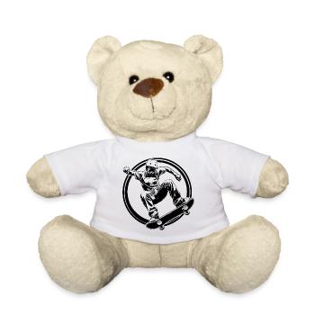 Skateboarding Man Skateboard Silhouette - Teddy Bear - white - Front