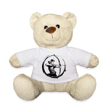 Archery Man Silhouette - Teddy Bear - white - Front