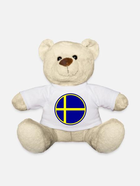 Schweden Flagge Kreis Symbol - Teddy - Weiß