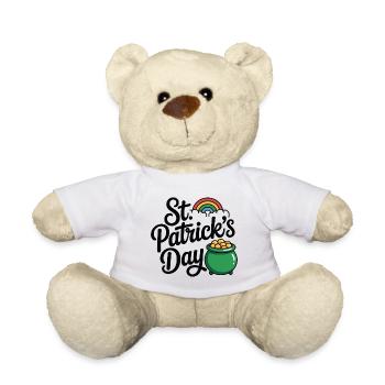 St Patricks Day Pot of Gold Rainbow Lucky Design - Teddy Bear - white - Front
