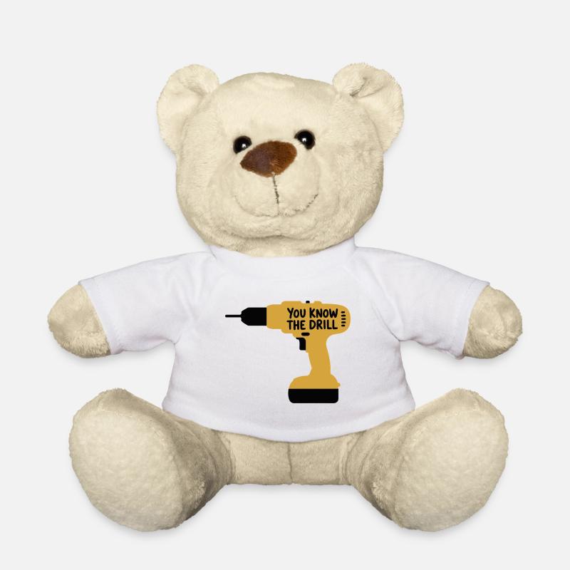 Du kennst The Drill Funny Handwerkerwerkzeug Wortspieldesign - Teddy - Weiß