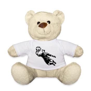 Fußballtorwart bei einer Glanzparade im Sprung - Teddy - Weiß - Vorne
