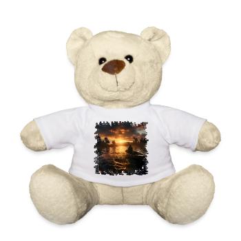 Sonnenuntergang am See mit Bootfischer - Teddy - Weiß - Vorne