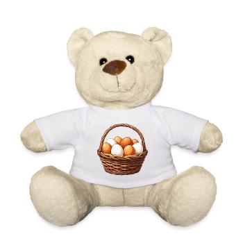 Basket of brown and white eggs - Teddy Bear - white - Front