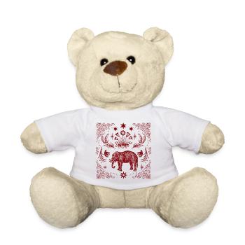 Red Ornament Elephant with Star Frame - Teddy Bear - white - Front