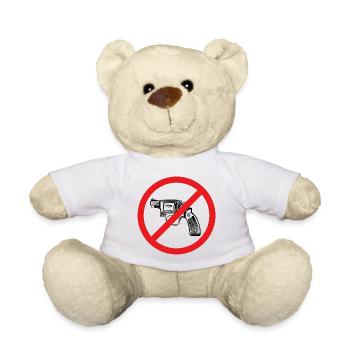 Signe de paix d’interdiction d’armes - Illustration - Nounours - blanc - Devant