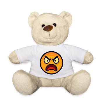 Émoticône en colère sur Flames Orange - Nounours - blanc - Devant