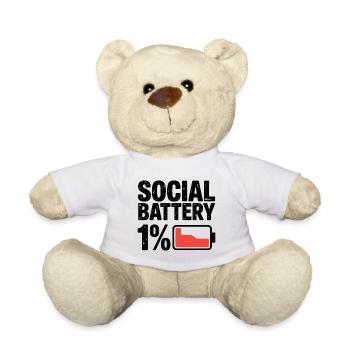 Social Battery 1% Grafik-T-Shirt - Teddy - Weiß - Vorne