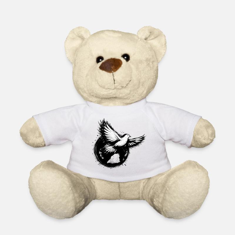 Taube im Globus – Friedenssymbol - Teddy - Weiß