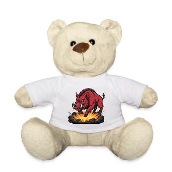 Red Boar Fire Blast Mascot Boar - Teddy Bear - white - Front