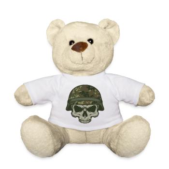 Skull Camouflage Camouflage Helmet Olive Green Motif - Teddy Bear - white - Front