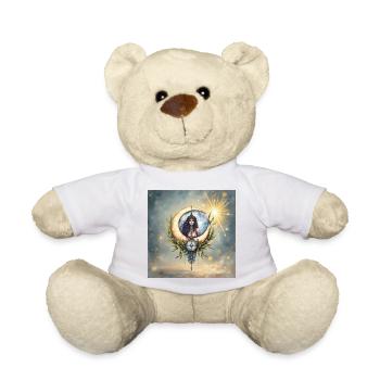 Lunar Goddess in Floral Crescent - Teddy Bear - white - Front