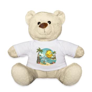 Fischblüte-Tiare-Palmen-Cartoon - Teddy - Weiß - Vorne