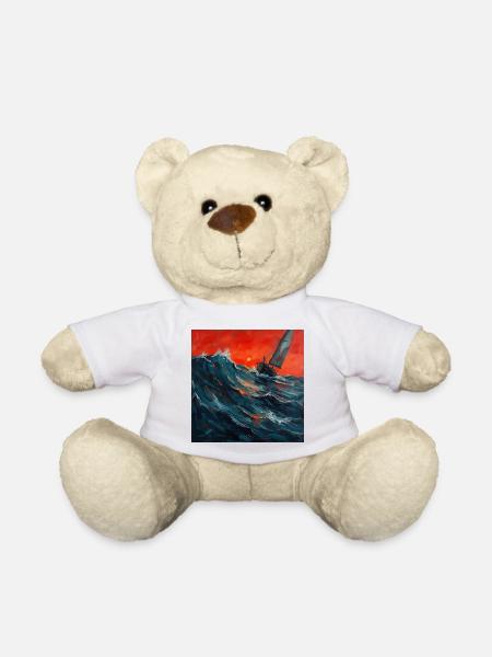 Rotes Abendlicht über Segelboot im Sturm - Teddy - Weiß