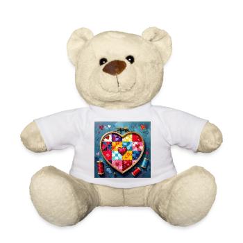 Patchwork Herz Quiltkunst - Teddy - Weiß - Vorne