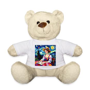Nocturnal patchwork font - Teddy Bear - white - Front