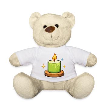 Grüne Kerze - Teddy - Weiß - Vorne