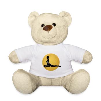 Taubenhaltung Yoga Silhouette Goldene Sonne - Teddy - Weiß - Vorne