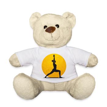 Krieger I Yoga Pose Silhouette Goldene Sonne - Teddy - Weiß - Vorne