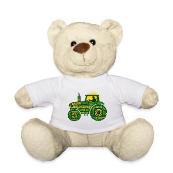 Lieblingsbauer Traktor Geschenk für Landwirte - Teddy - Weiß - Vorne