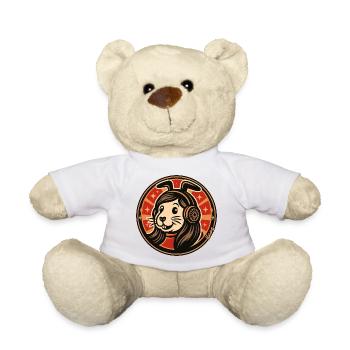 Retro Bunny Headphones Emblem - Teddy Bear - white - Front