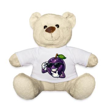 Coole Pflaume Cartoon Comic Obst Sommer - Teddy - Weiß - Vorne