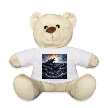Voile rouge dans la mer des tempêtes - Nounours - blanc - Devant