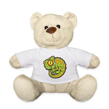 Chamäleon Stressed lustiger Maskottchen-Cartoon - Teddy - Weiß - Vorne
