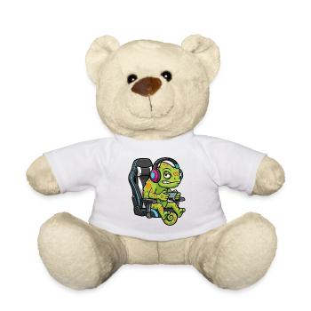 Caméléon Gamer Gaming Chair E-sport Mascotte - Teddy - Weiß - Vorne