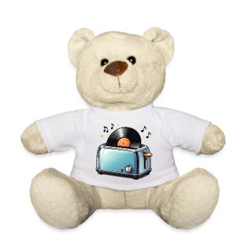 Vinyle dans le grille-pain – Motif musical drôle - Nounours - blanc - Devant