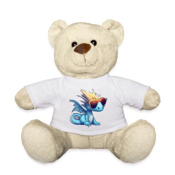 Little Blue Dragon with Sunglasses - Teddy Bear - white - Front