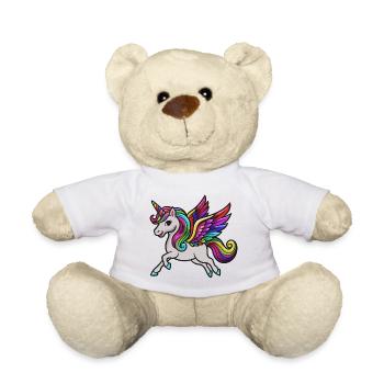 Colorful Winged Unicorn - Teddy Bear - white - Front