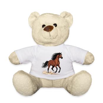 Horse Chestnut Arabian Gallop Dust Equestrian - Teddy Bear - white - Front