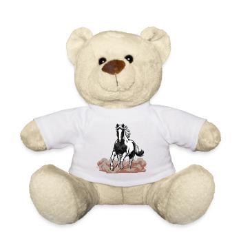 Horse Pie Gallop Gesicht Staub Reitsport - Teddy - Weiß - Vorne