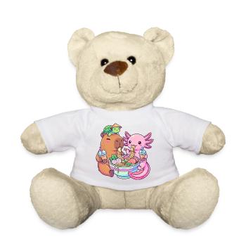 Kawaii Ramen Boba Amis Capybara Tortue Axolotl - Nounours - blanc - Devant