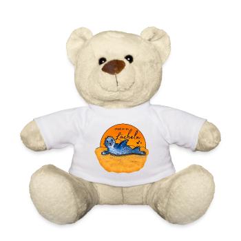 Seehundbaby am Strand – Schenk mir ein Lächeln - Teddy - Weiß - Vorne