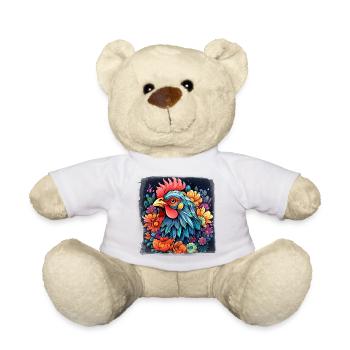 Colorful Roosters - Roosters - Teddy Bear - white - Front