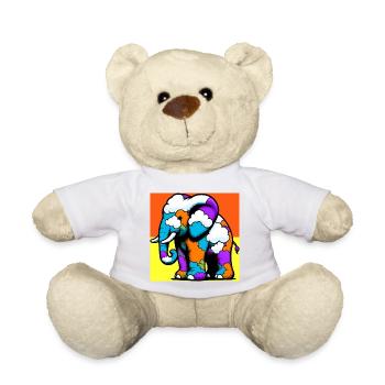 Elefant mit Wolke und Wolken - Teddy - Weiß - Vorne